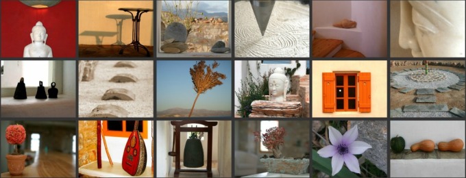 Tao's Center, Paros, Greece, details collage