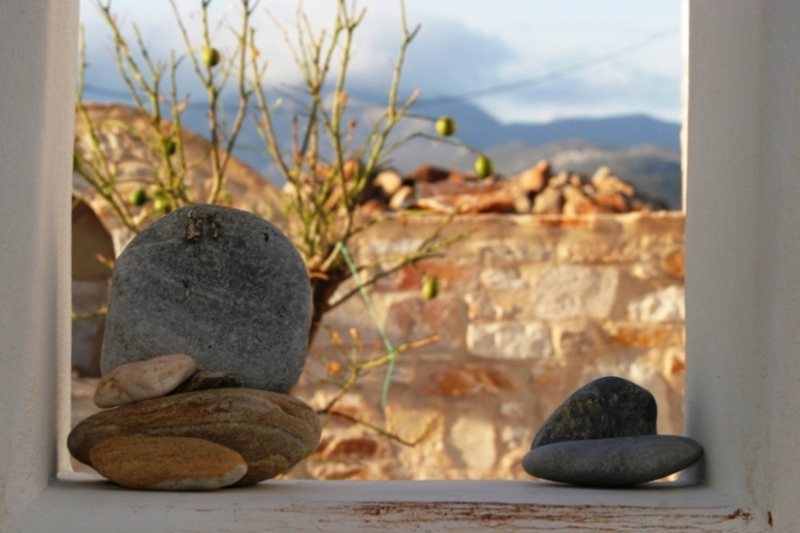 Tao's Center, Paros, Greece, beach stones