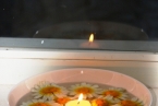 Tao's Center, Paros, Greece, flowers and candles
